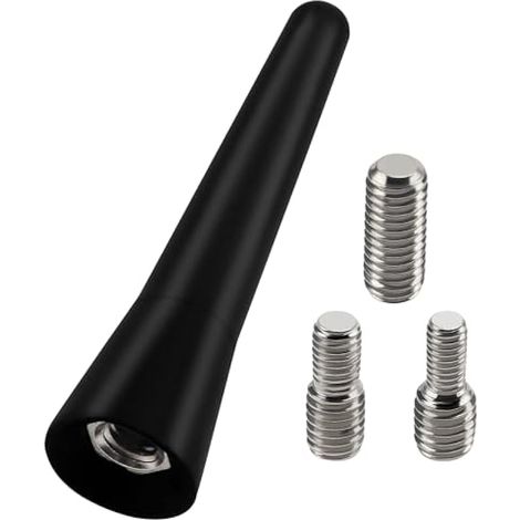 6.5cm Mini Antenne Voiture Courte, FM/AM Tige d'antenne de Voiture, Mini Antenne de Voiture Universelle, avec 3 Vis M4/M5/M6, pour la Réception Radio FM/AM (1/4)