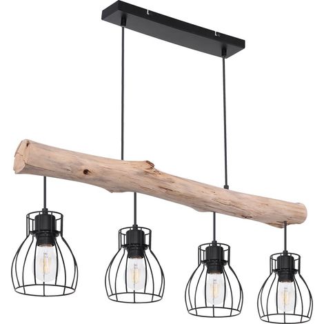 Globo - lámpara colgante - Mina - natural negro - madera metal -