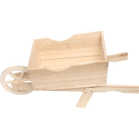 Farmyard style wooden wheelbarrow planter - Natural (1/2)