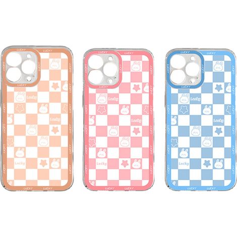 Schutzhülle mit Schachbrettmuster für die Apple iPhone 14 Serie, mit Flamingo-Motiv, glänzender Oberfläche und kratzfester Polycarbonat-Schale, geeignet für den täglichen Gebrauch. (1/2)