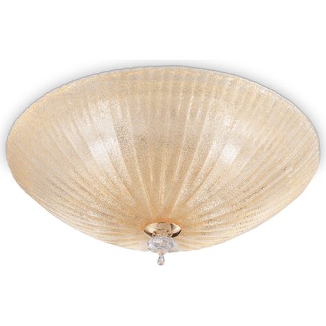Plafoniera Classica Shell Vetro Ambra 3 Luci E27 (1/2)