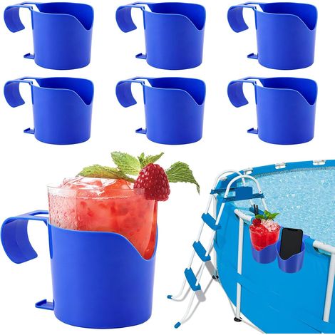 6 pièces porte-verre pour piscine, porte-verre en plastique, porte-bière, verre d'eau, porte-verre suspendu pour piscine, accessoires multifonctionnels pour boissons, téléphone mobile (1/5)