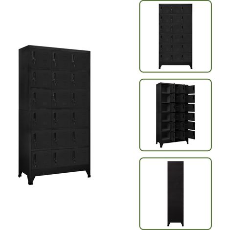 Armoire à casiers Noir 90x40x180 cm Acier - Meuble De Rangement - Armoire Métallique - Armoire À Casiers - Placard Métal - Organisation