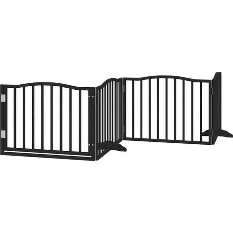 Porte pour chien pliable à 4 panneaux, noire, 320 cm, bois de peuplier