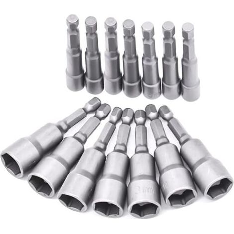 HOXILEELEO - Set di 14 prese cacciavite 6-19 mm – Acciaio-cromo-vanadio – Esagonale a punta elettrica e manuale – guida rapida all'Installazione (1/5)