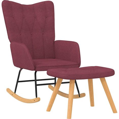 Maison Exclusive - Schaukelstuhl mit Hocker Stoff Weinrot