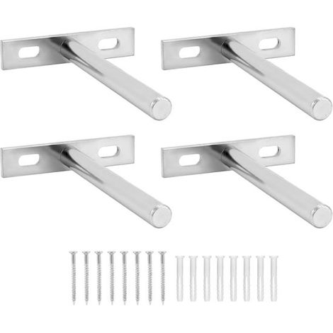 Staffe invisibili per mensole, supporti per mensole a muro, set da 4, 75 mm, sistema di montaggio a scomparsa per mensole in legno, ferro zincato, argento, taglia S, 4 pezzi (1/5)