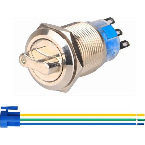 19mm Locking Rotary Toggle Switch with Two Positions NO/NC 0-250V Round Selection Switch with Wire Socket (1/3)