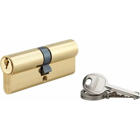 Cylindre de serrure 40x40mm – Anti-arrachement – Laiton – 5 goupilles – 3 clés en acier nickelé – Vis de 40mm incluse (1/5)