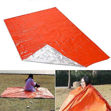 Tapis de camping réutilisable, film isolant thermique résistant au froid, orange, durable (1/4)