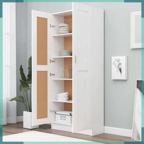 Bibliothèque - 802732 - Blanc - MDF / bois d'ingénierie - 82,5x30,5x185,5 cm (1/5)