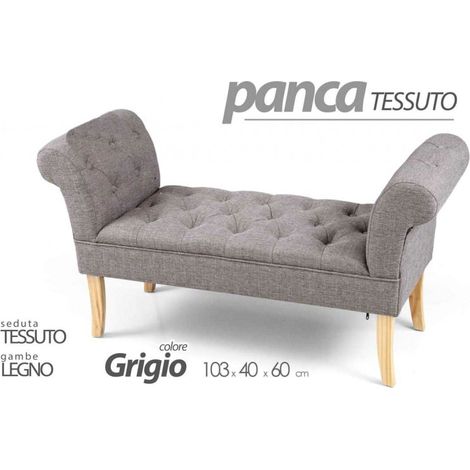 Retro-Bank aus grauem Bettstoff cm 103 x 40 x 60 h