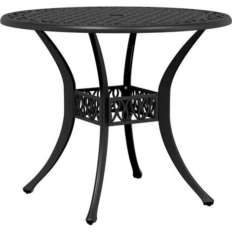 Table Ronde d'Extérieur en Aluminium Moulé, Noir, Diamètre 90 cm, Hauteur 75 cm (1/5)