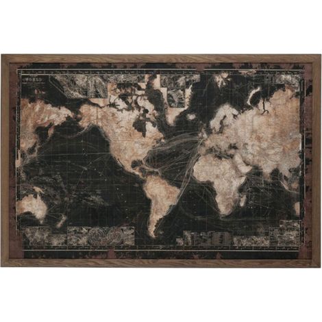 Tableau Déco à LED "Mappemonde" 175cm Noir (1/3)