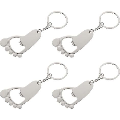 Ouvre-Bouteille en Alliage de Zinc Argenté, Design en Forme de Pied, Lot de 4, Pratique et Facile à Ranger, Idéal comme Cadeau de Mariage et Souvenir (1/5)