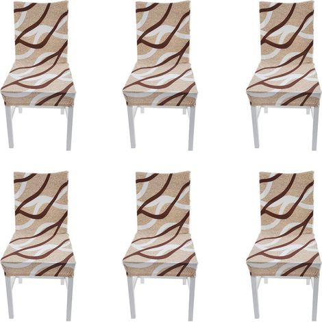 Lot de 6 housses de chaise haute élasticité, amovibles, lavables, anti-poussière, pour la maison, l'hôtel, la salle à manger (la vie est différente) (1/5)