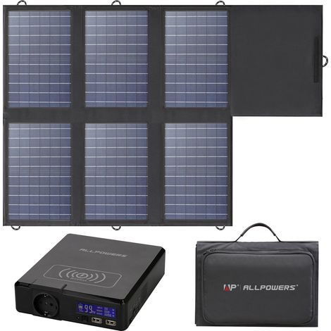ALLPOWERS S200 Generador Solar con 60W Panel Solar, Batería de 154Wh, Salida CA 200W, Carga Rápida 1.5H, Estacion de Energia Portatil para Acampar Teléfonos Móviles Computadoras, Camping, Viajes