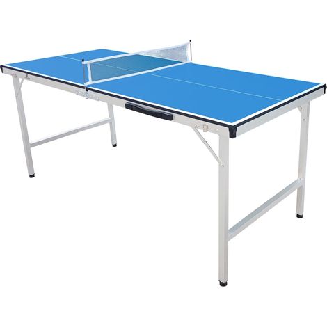 Table de ping pong Mini 1500 portable – Cadre en aluminium – Surface bleue 150x75cm – Pliable avec protections angles – Rangement facile – Cougar