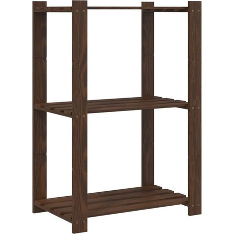 Scaffale portaoggetti a 3 ripiani marrone, 60x38x90 cm, in legno di pino (1/5)