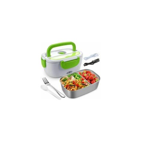 Scaldavivande elettrico per auto e ufficio domestico. Portapranzo elettrico in acciaio inox per viaggi in auto. Scaldavivande elettrico da 1,5 litri. Contenitore caldo con pentola e (1/4)