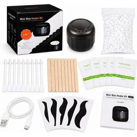 Kit d'épilation de nez avec mini machine à cire et bâtons de cire pour les poils du nez, kit de cire nasale pour homme et femme, chauffage rapide USB, température constante (1/5)