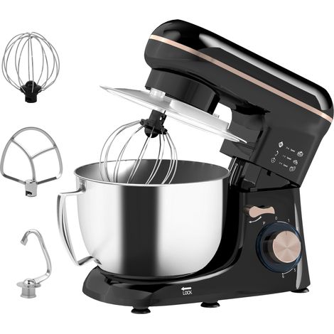 HOMCOM Electric Stand Mixer, 4.5L Food Mixer with Dough Hook, Whisk, Black