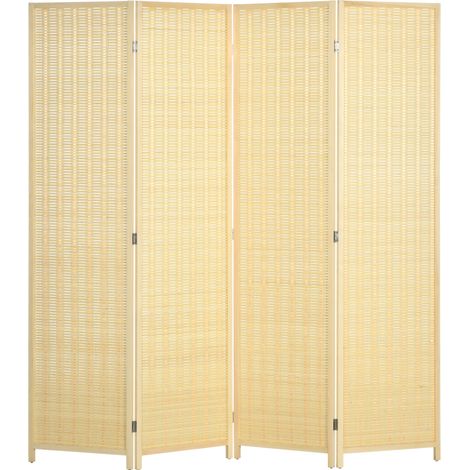 Biombo de bambú de 4 paneles 180 x 180 cm separador de ambientes plegable natural (1/5)