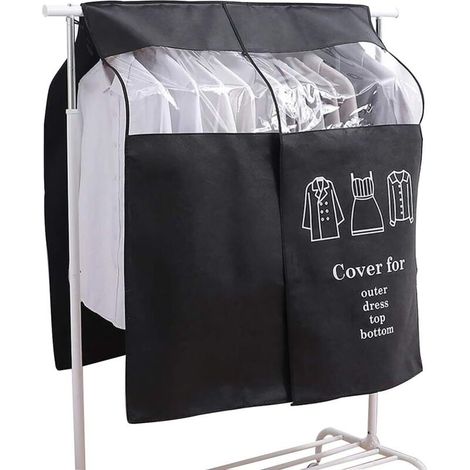 Bolsas transparentes antipolvo para ropa con ventana, universales, 90 x 110 cm, negras, paquete de 1