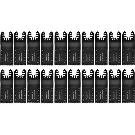 BUNTHAUS Lames oscillantes multifonctions, lames de scie multifonctions, noires, 20 pièces, 32 mm, pour menuiserie en métal souple, pour couper le bois et le plastique