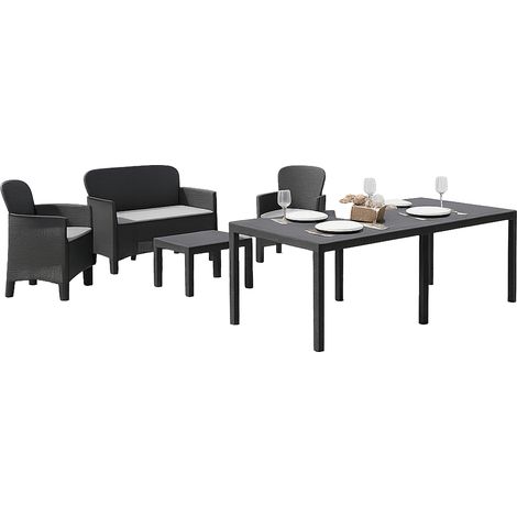 Set Salotto da Esterno Domaso, Salottino Outdoor Salottino 4 Posti, Tavolo 10 Posti Posti, un Tavolino Made in Italy, Impermeabile Idrorepellente