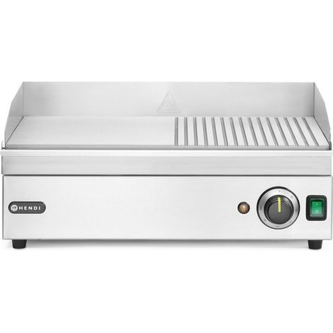 HENDI Grillplatte halb gerillt, Kitchen Line, 220-240V/2400W, 527x404x(H)233mm (1/4)