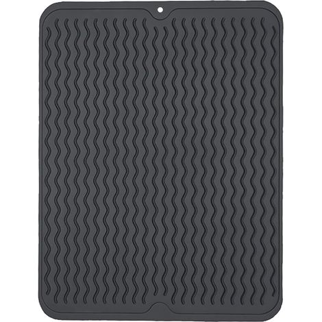 Tapis d'évier de cuisine antidérapant et résistant à la chaleur, 30x40cm noir, adapté pour le drainage des verres à vin, la séparation de la vaisselle de l'eau et les tapis de drainage de cuisine (1/4)