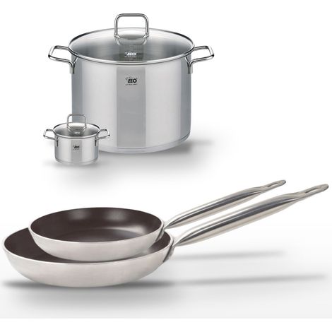 Lot Poêles 28/32 cm et Faitouts 12/26 cm Elo Bistro Line (1/5)