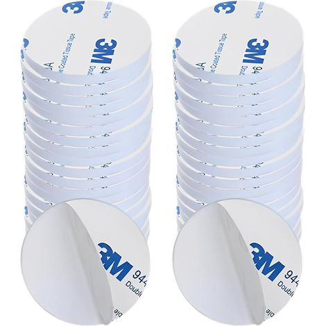Ruban adhésif double face extra résistant (40 mm), 40 pièces, adhésif double face étanche, montage robuste pour la maison, le bureau, rond