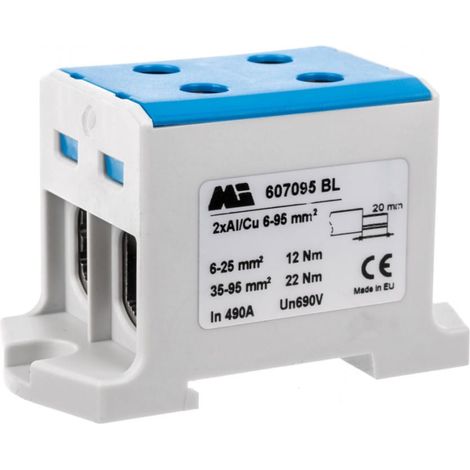 Connettore per binario a 2 vie 6-95mm2 blu euro multiOTL 95 2xAl/Cu 607095 BL