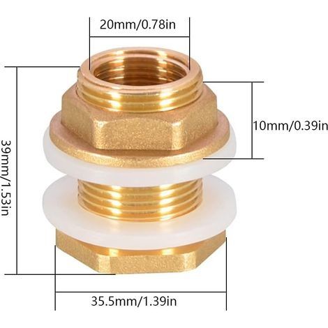 Stück 3/4 Messing-Wassertank-Schlauchanschluss-Adapter Wasserhahn-Regeneimer-Anschluss Messingtankanschluss (1/4)