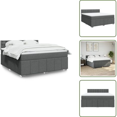 Sommier à lattes de lit avec matelas Gris foncé 180x200cm Tissu - Sommier À Lattes De Lit - Sommiers À Lattes De Lit - Lit - Meuble De Chambre À Coucher (1/5)