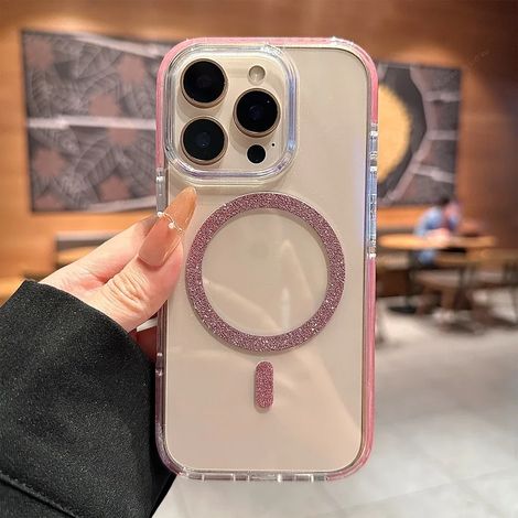 Étui magnétique pour iPhone 13 Pro Max rose, coque de protection antichoc