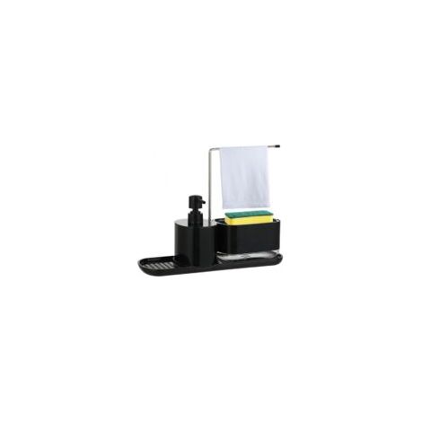 Juego de dispensador de detergente líquido para lavavajillas 2 en 1, negro: Dispensador para jabón de manos y detergente líquido para lavavajillas con soporte - Crezuo (1/4)