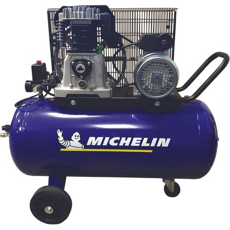 Michelin – Compresseur 100 litres à gros débit – Moteur 3HP – Pression max 10 bars – Débit d'air 415 l/min – Cylindres fonte en ligne (1/2)