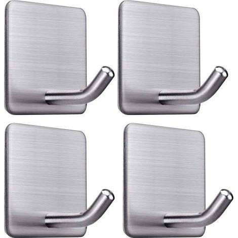 Ganchos adhesivos, ganchos de pared para baño, toallero de acero inoxidable SUS304, ganchos para puertas impermeables y resistentes al aceite para cocina, sala de estar y oficina, 4 piezas (1/4)