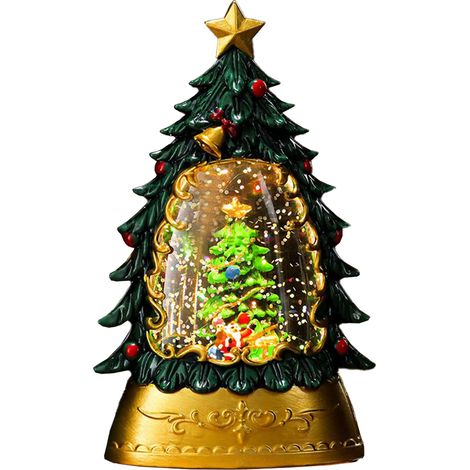 Lampe Décorative à Eau Pour Noël, Lanterne Lumineuse Sur Piles Avec Arbre Vert (1/2)