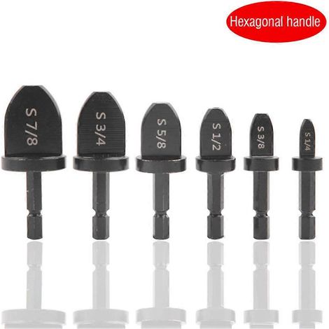 Lot de 6 supports d'expansion de tuyaux hexagonaux pour tubes de 7/8, 3/4, 5/8, 1/2, 3/8 et 1/4 pouce. Comprend un foret séparateur de tuyaux pour le façonnage. (1/5)
