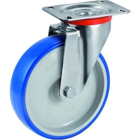 Roulette pivotante diamètre 80 mm roue polyuréthane BLEU-SOFT® - 75 Kg (1/2)