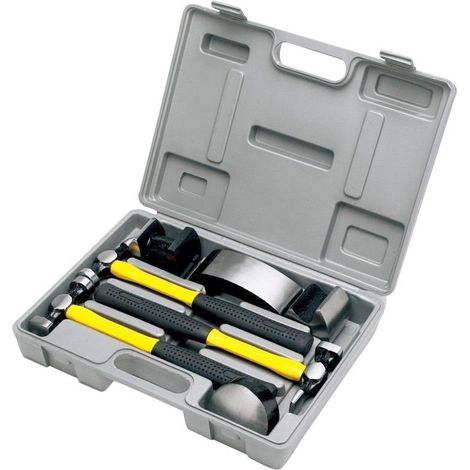 JUEGO DE MARTILLOS DE CHAPISTA Y TASES DE CHAPISTA (TASES GOLPEO) PARA TALLER CHAPISTAS CON MANGO DE FIBRA DE VIDRIO, 7 PIEZAS Kit reparacion carroceria coche