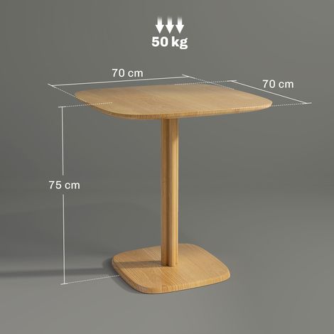 Table de salle à manger, 70 x 70 cm, table de cuisine pour 4 personnes en bois d'hévéa naturel, pour la cuisine ou la salle à manger. (1/5)