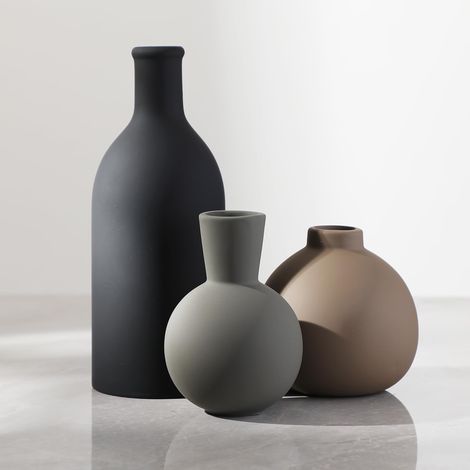 Lot de 3 vases en céramique - Décoration d'intérieur Rustique - Vase de poterie pour Bouquet de Fleurs fraîches séchées à l'herbe de la Pampa, Salon, Cuisine, Chambre, Salle de Bain, entrée (1/5)
