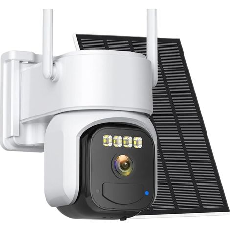 Caméra de Surveillance extérieure sans Fil Wi-FI 5 MP, alimentée par énergie Solaire, Rotation à 360 degrés, détection PIR Humaine, Vision Nocturne Couleur(4G Add 128GB Card) (1/5)