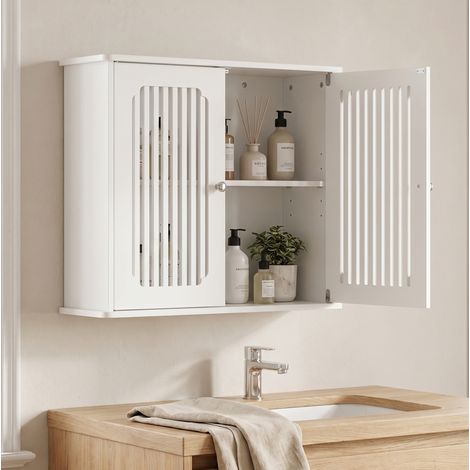 Mobile bagno sospeso 60x20x52 cm in MDF bianco con contenitore FloraGrace (1/5)