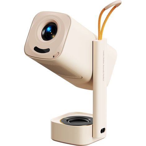 Tragbarer, faltbarer Multimedia-Projektor mit WLAN, Bluetooth und FullHD 1080p – Beige